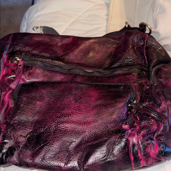 Lusher made in Italy blackened fuchsia backpack purse, great for travel. Bnnu - Picture 6 of 10